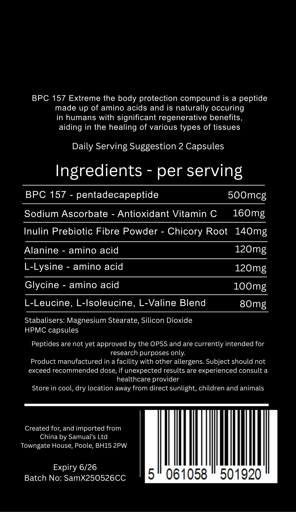 Samuals - Extreme BPC157 - 500mcg