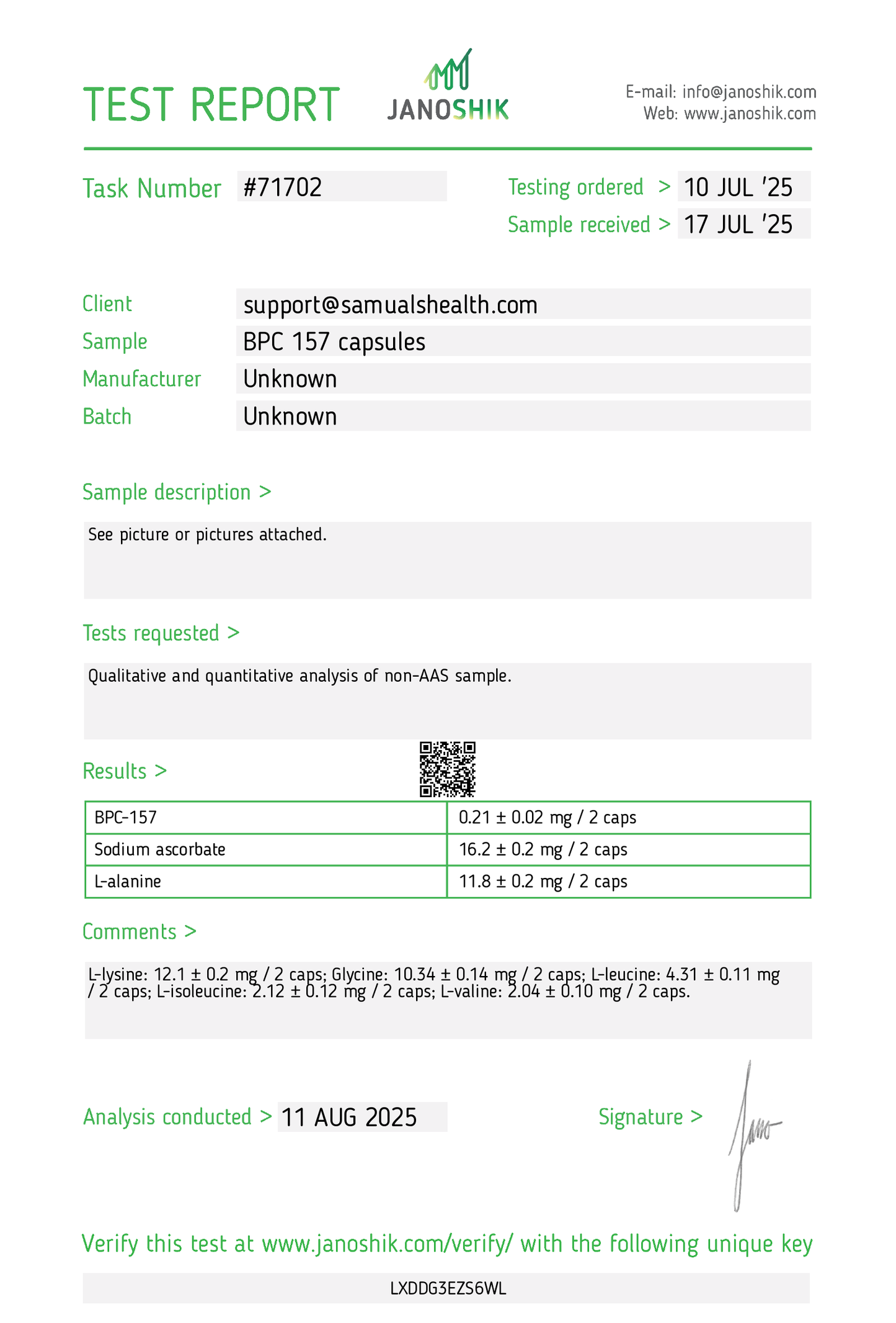 Samuals  - BPC157  - 200mcg
